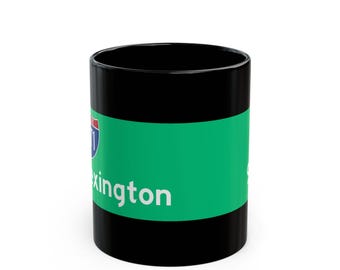 Lexington Highway Sign Mug | Black Ceramic Coffee Mug