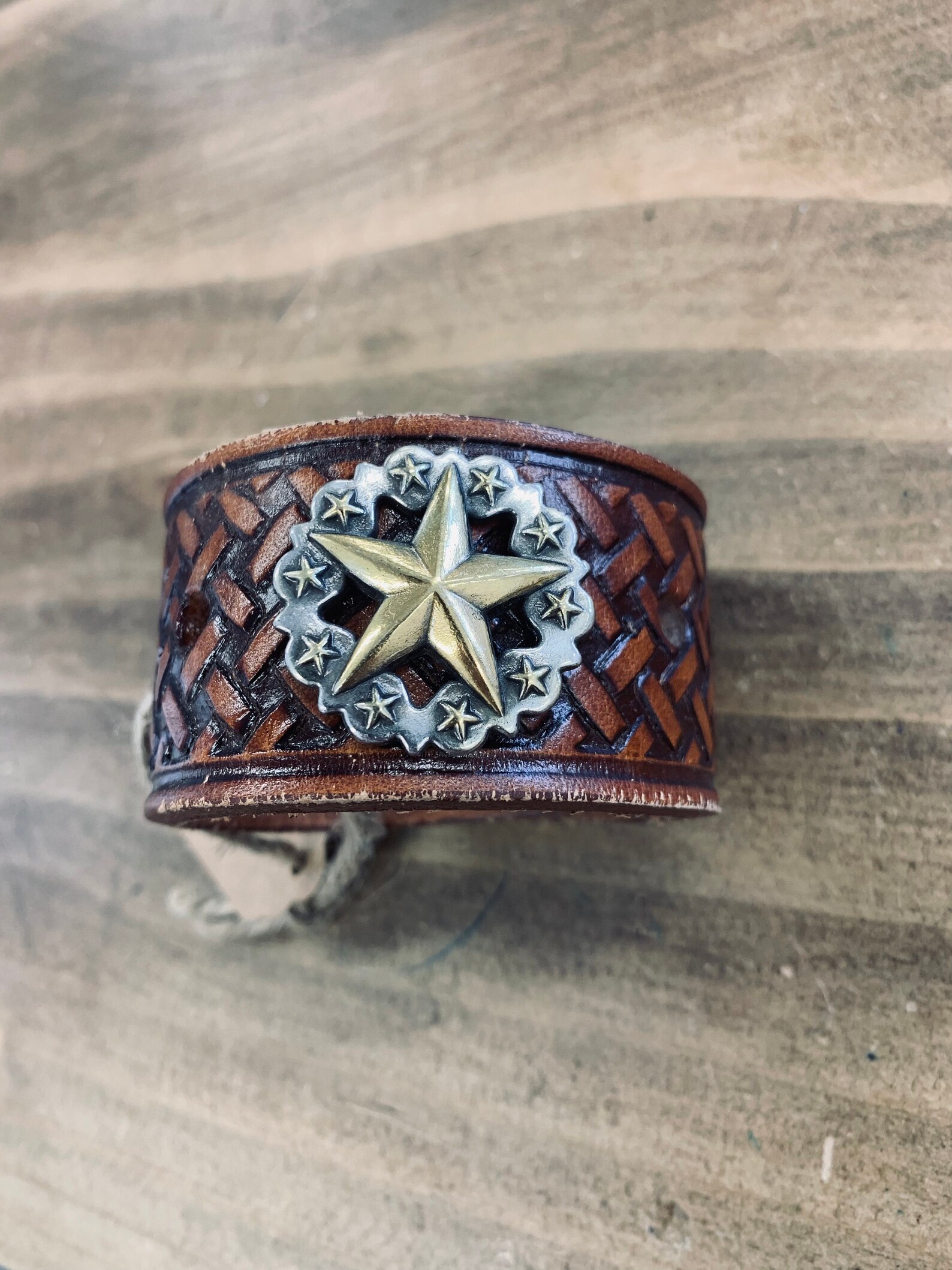 Leather cuff w/ concho Etsy