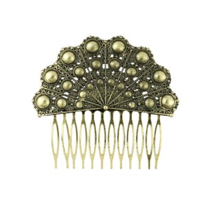 Ole Ole Flamenco Hair Side Comb Old Gold Spanish Combs Peineta Flamenca Dorada Dancer Ornamental Hair Pins Metal Hand Fan