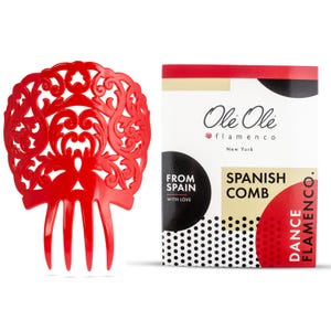 Spanish Hair Comb for Dancers – Flamenco Comb – Peineta Española for Spanish Dance – Red Comb Model I – Hair Pins by Ole Ole Flamenco