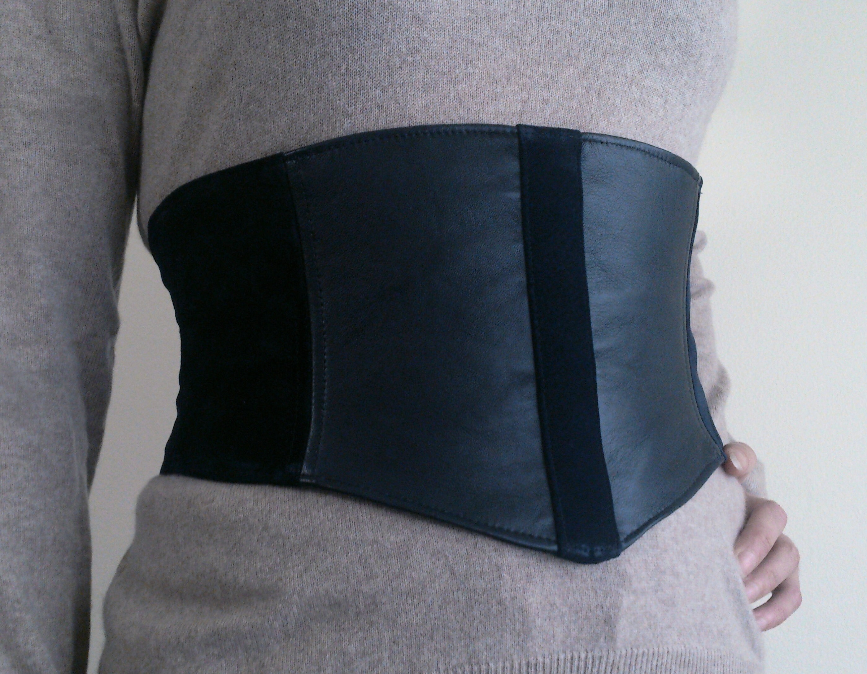 Leather & Suede Corset Belt Dark Navy Blue Waist Cincher Etsy