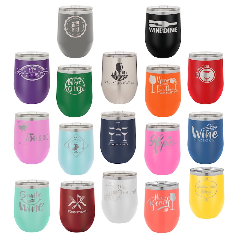 Wine Glass Custom Engraved Stainless Steel 12 oz