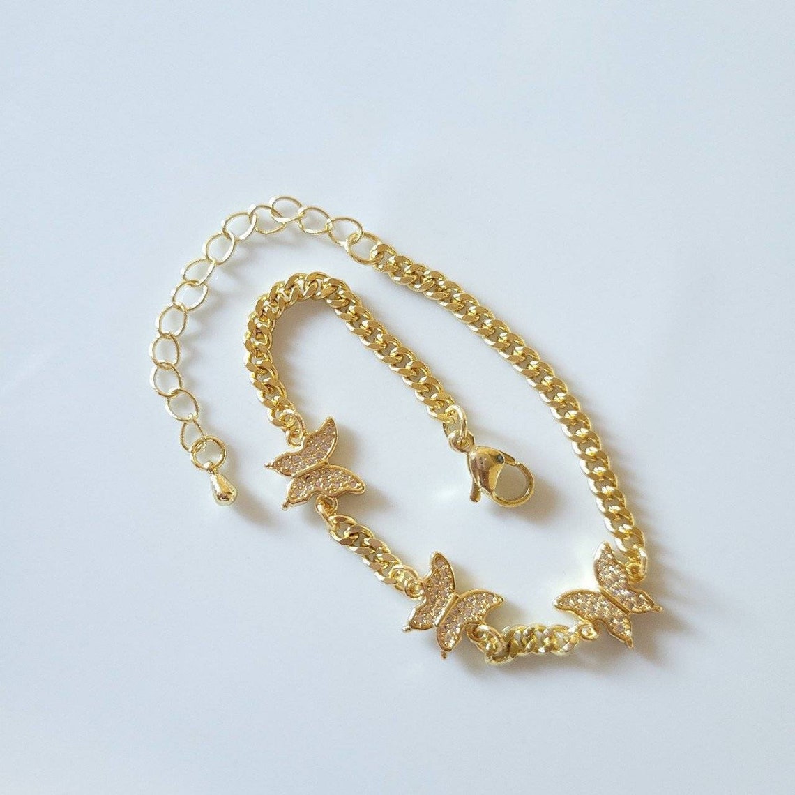 14k Gold Plated butterfly bracelet Etsy