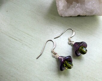 Lilac and Emerald, Lavendar and Sage, Spring Colors, Spring Drops, Teen Earrings