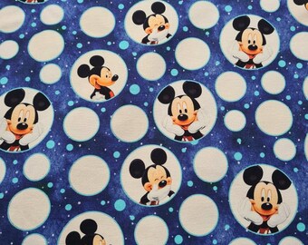 blau Mickey Mouse Stoff Sommersweat Kinderstoff
