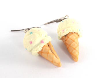 Vanilla ice cream cone earrings