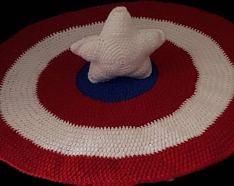 Captain America baby comforter blanket pattern (crochet)