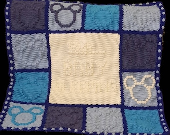 CROCHET Pattern for Mickey or Minnie Mouse baby bobble blanket
