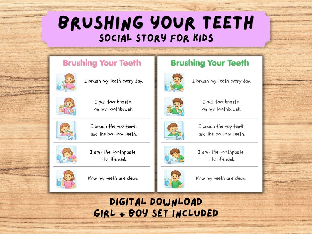 Brushing Teeth Social Story for Autism, Special Education (digital ...