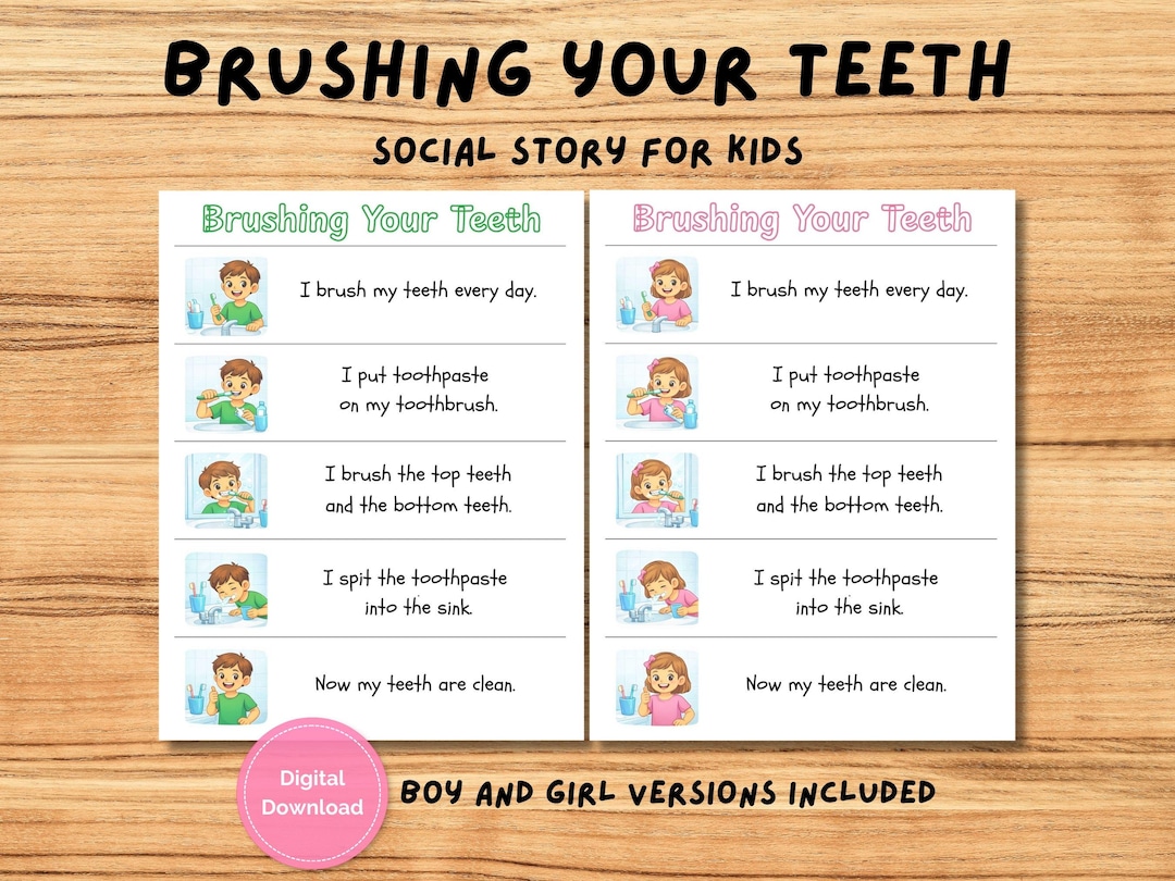 Brushing Teeth Social Story for Autism, Special Education (digital ...