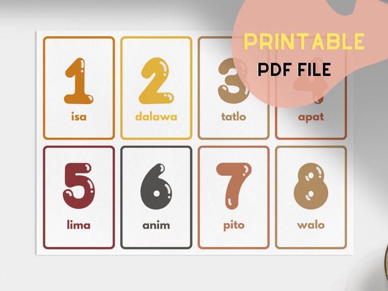 Tagalog Flashcards - Numbers (digital Print) - Etsy