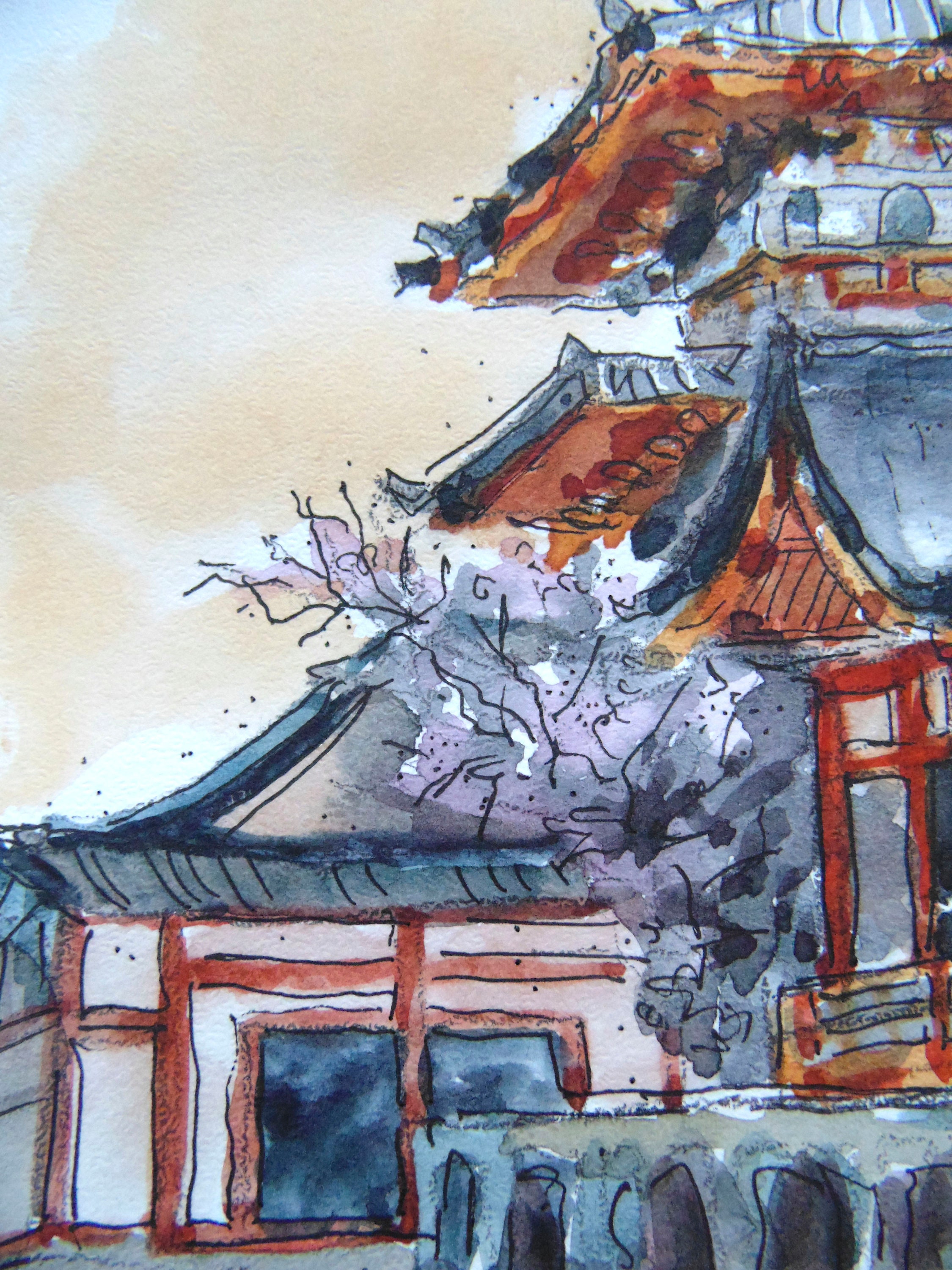 Japan Painting Kyoto Original Art 5 by 8 Etsy
