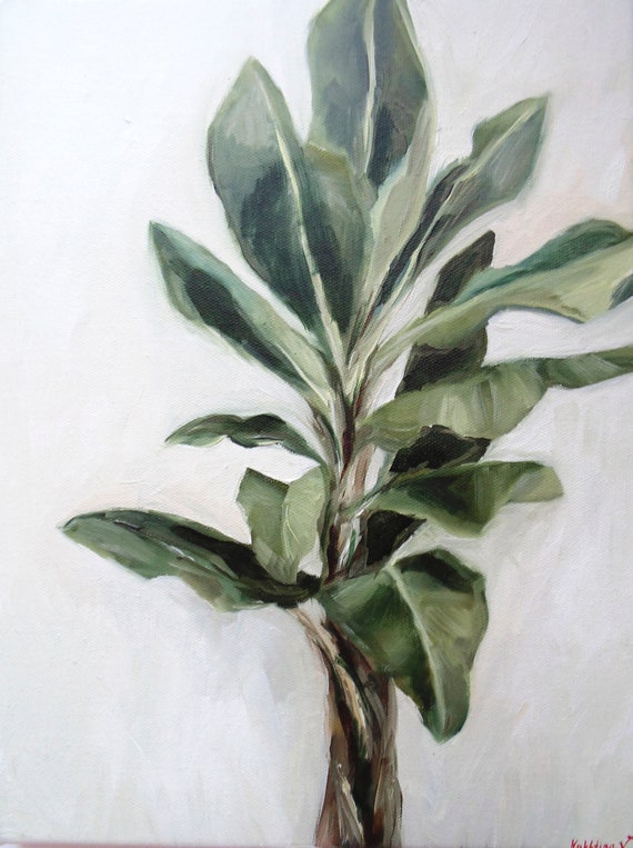 Plant Painting Ficus Tree Original Art 12 by 16 | Etsy