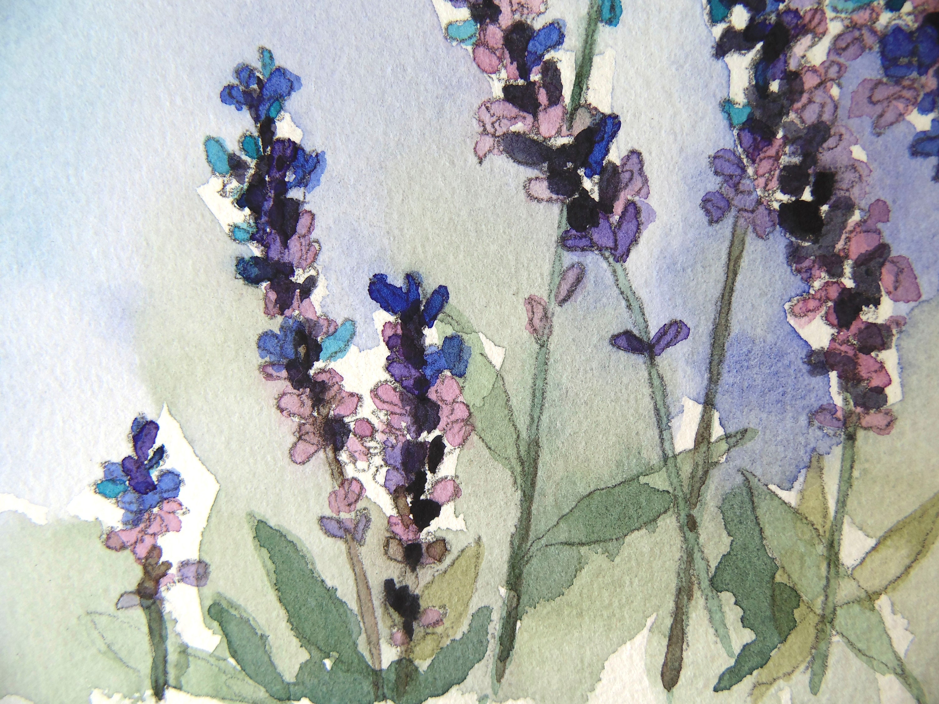 Lavender Painting Original Floral Art 5 by 8 A5 Etsy