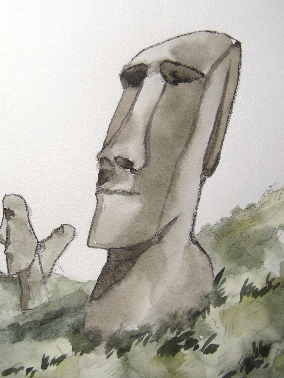 Easter Island Painting Original Art 5 by 8 Rapa Etsy