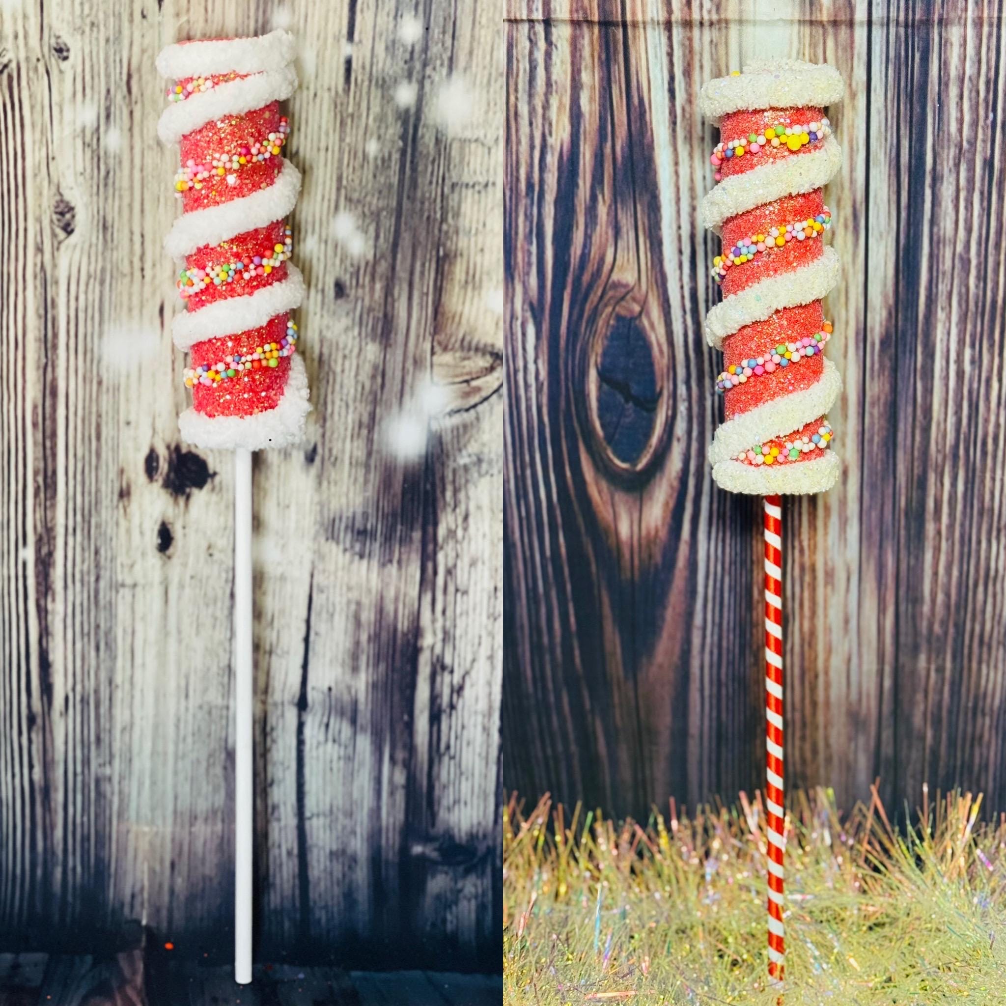 Fake 15 inch Primary Color Lollipop Tree Floral Pick 1.5 inch wide