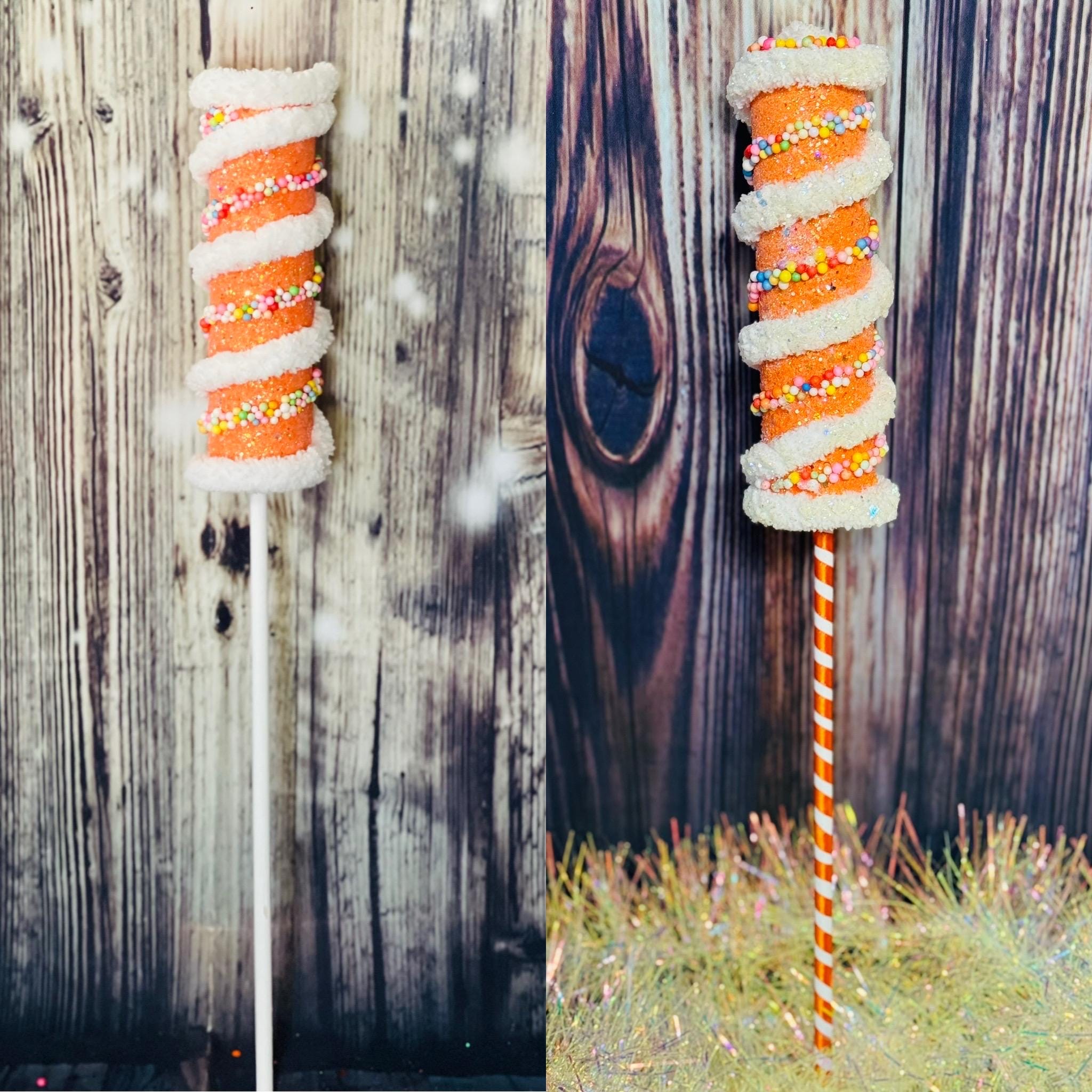 Fake 15 inch Primary Color Lollipop Tree Floral Pick 1.5 inch wide
