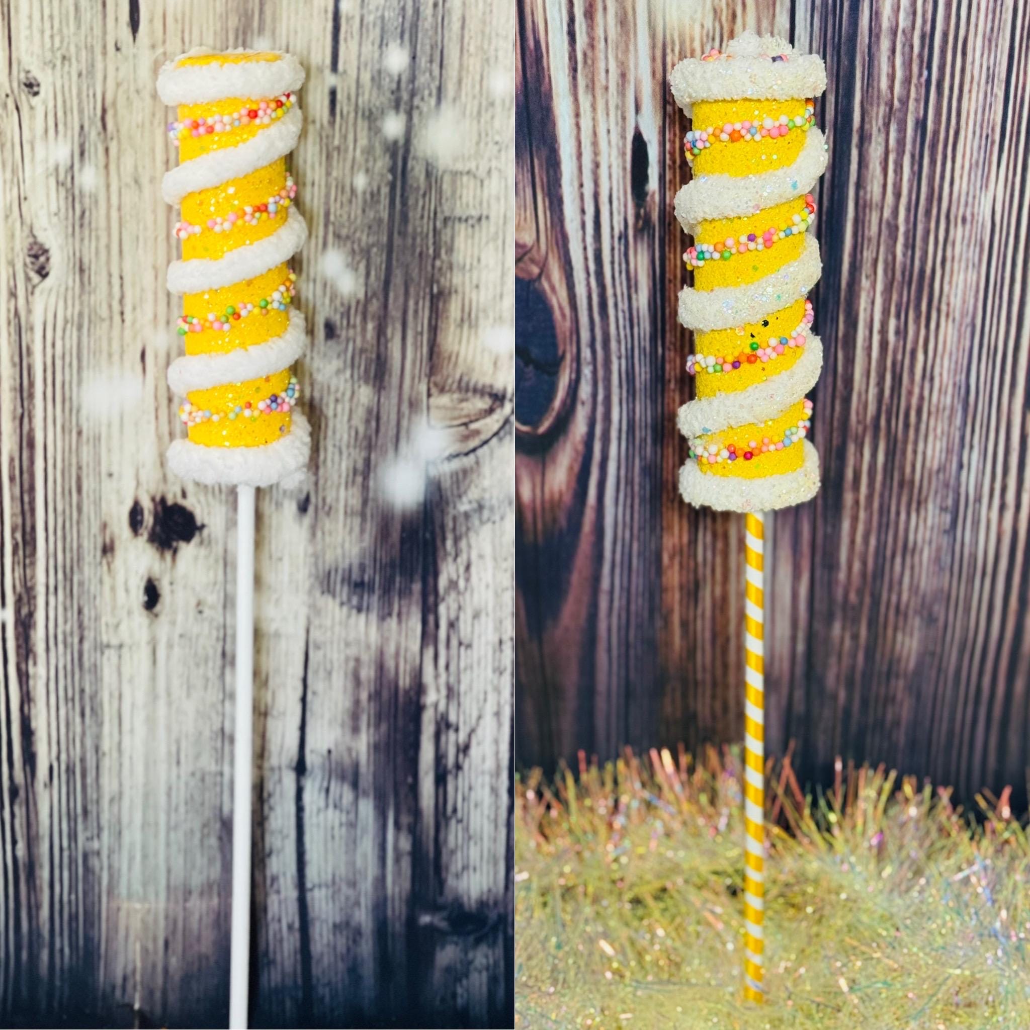Fake 15 inch Primary Color Lollipop Tree Floral Pick 1.5 inch wide