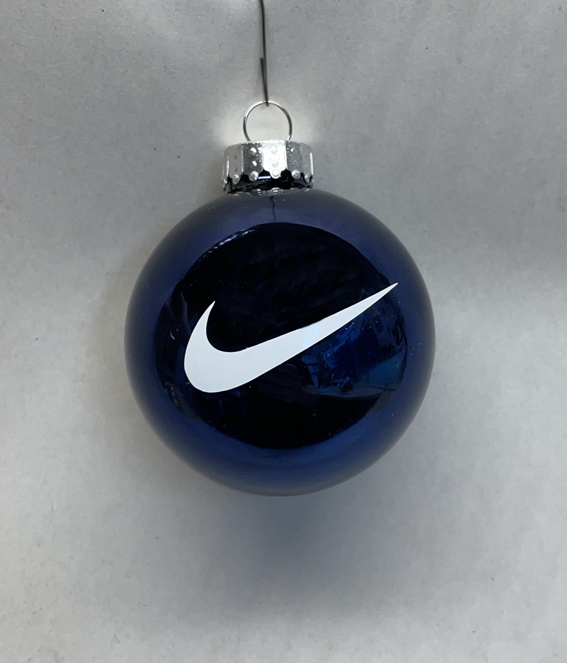 Navy Glass Nike Swoosh Ornament Etsy