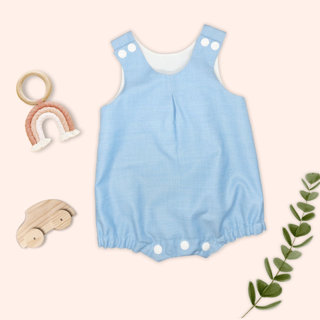 Baby Romper Outfits for Boy Chambray Bubble Romper Toddler Etsy