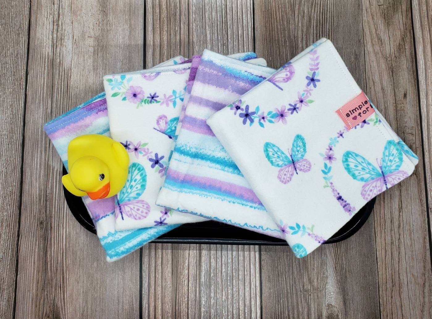 Baby Washcloth Butterfly Baby Flannel Washcloths Newborn Etsy