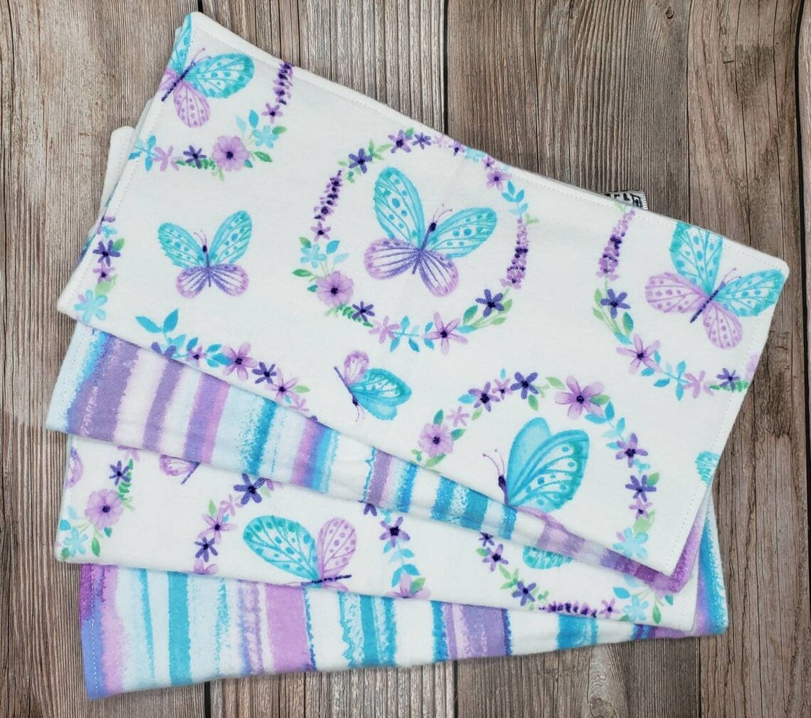 Baby Washcloth Butterfly Baby Flannel Washcloths Newborn Etsy