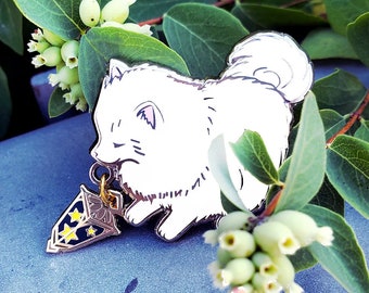 Star Carrier Enamel Pin Glow in the Dark Animals with Lantern Stars Gold Silver Pomeranian Puppy dog Cute Fantasy Kawaii Accessory