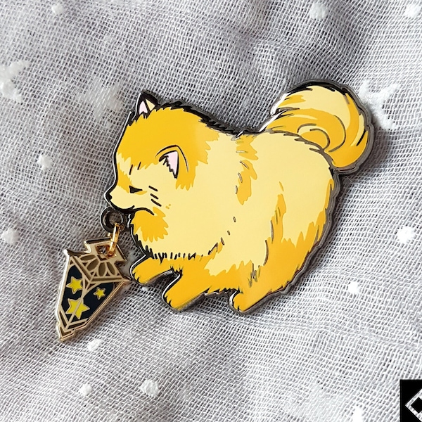 Star Carrier Enamel Pin Glow in the Dark Animals with Lantern Stars Gold Silver Pomeranian Puppy Dog Cute Fantasy Pet Kawaii Accessory