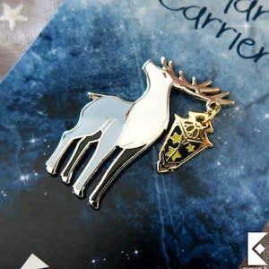 Star Carrier Enamel Pin Glow in the Dark Animals with Lantern Stars Gold Silver Deer Stag Cute Fantasy Forest Kawaii Accessory Lapel Gift