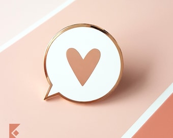 Heart Bubble Out Enamel Pin Cute Pink Rose Gold Expression Speech Circle Kawaii Lovers Accessory Cute Girlfriend Gift Small Pin Collection