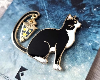 Star Carrier Enamel Pin: Cat with Lantern, Glow in Dark, Fantasy Accessory