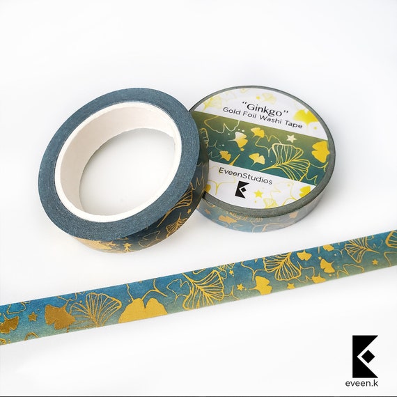 Ginkgo Gold Foil Washi Tape, Decorative Scrapbook Sticker, Bullet Journal  Planner, Green Nature Gingko, Happy Cute Kawaii Japanese Leaves 