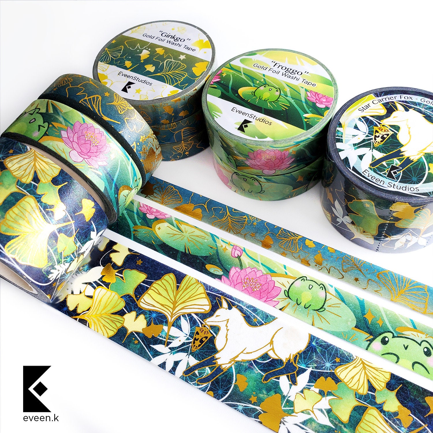 Ginkgo Gold Foil Washi Tape, Decorative Scrapbook Sticker, Bullet Journal  Planner, Green Nature Gingko, Happy Cute Kawaii Japanese Leaves 
