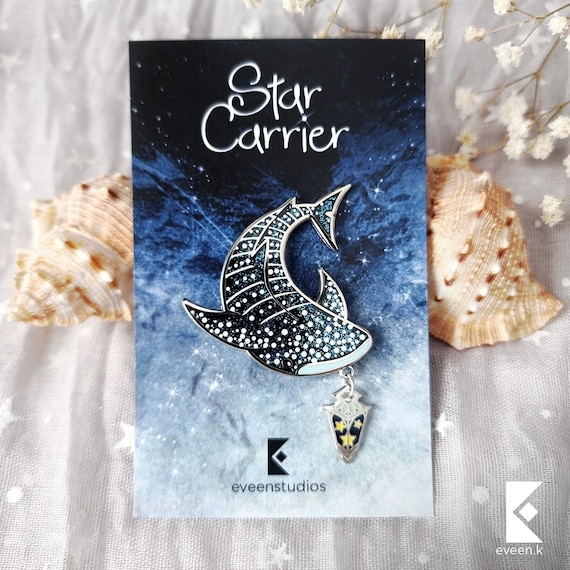 Galaxy Whale Shark Enamel Pin: Glow-in-the-Dark Star Lantern