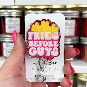 Fries Before Guys Badge Reel: Fun Food ID Holder