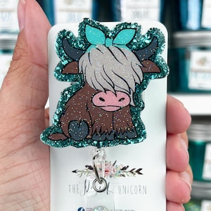 Highland Cow Badge Reel, Nurse Badge Reel, Interchangeable Badge Reel, Cow Badge Reel, Cute Badge Reel, Animal Badge Reel, Nurse Badge Reel