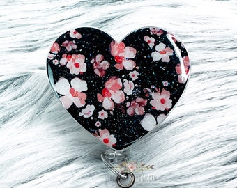 Kirschblüte Abzeichen Reel, Sakura Ausweis Reel, Kirschblüte ID Halter, Floral Ausweishalter, Feder Badge Clip, Krankenschwester Geschenk, Floral ID Inhaber