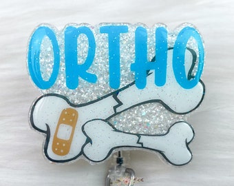 Porta badge ortopedico: osso glitterato, regalo per infermiere ortopedico