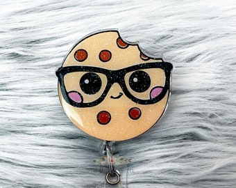 Cookie Acrylic Nurse Badge Reel, Glitter Badge
