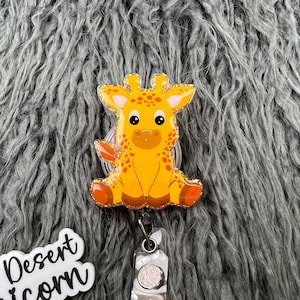 Giraffe Glitter Badge Reel: Interchangeable Medical Badge Clip