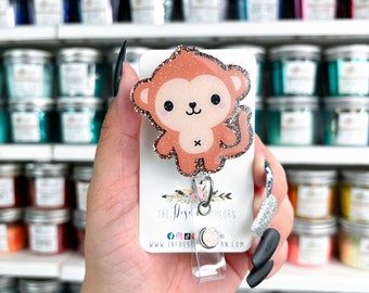 Cute Monkey Badge Reel, Nurse Badge Reel, Cute Badge Reel, Badge Reel, Monkey Badge Reel, Animal Badge Reel, Retractable Badge Reel, Nurse