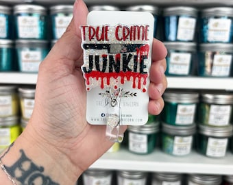True Crime Glitter Badge Reel: Acrylic Nurse Badge Holder
