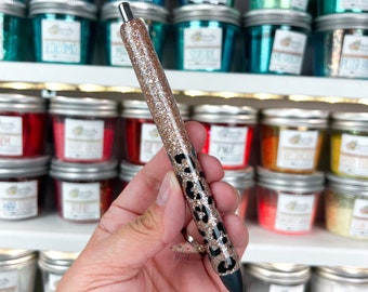 Caneta Glitter com Estampa de Leopardo: Caneta Inkjoy Recarregável