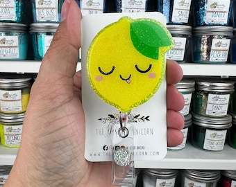 Lemon Face Badge Reel, Acrylic Nurse ID Badge