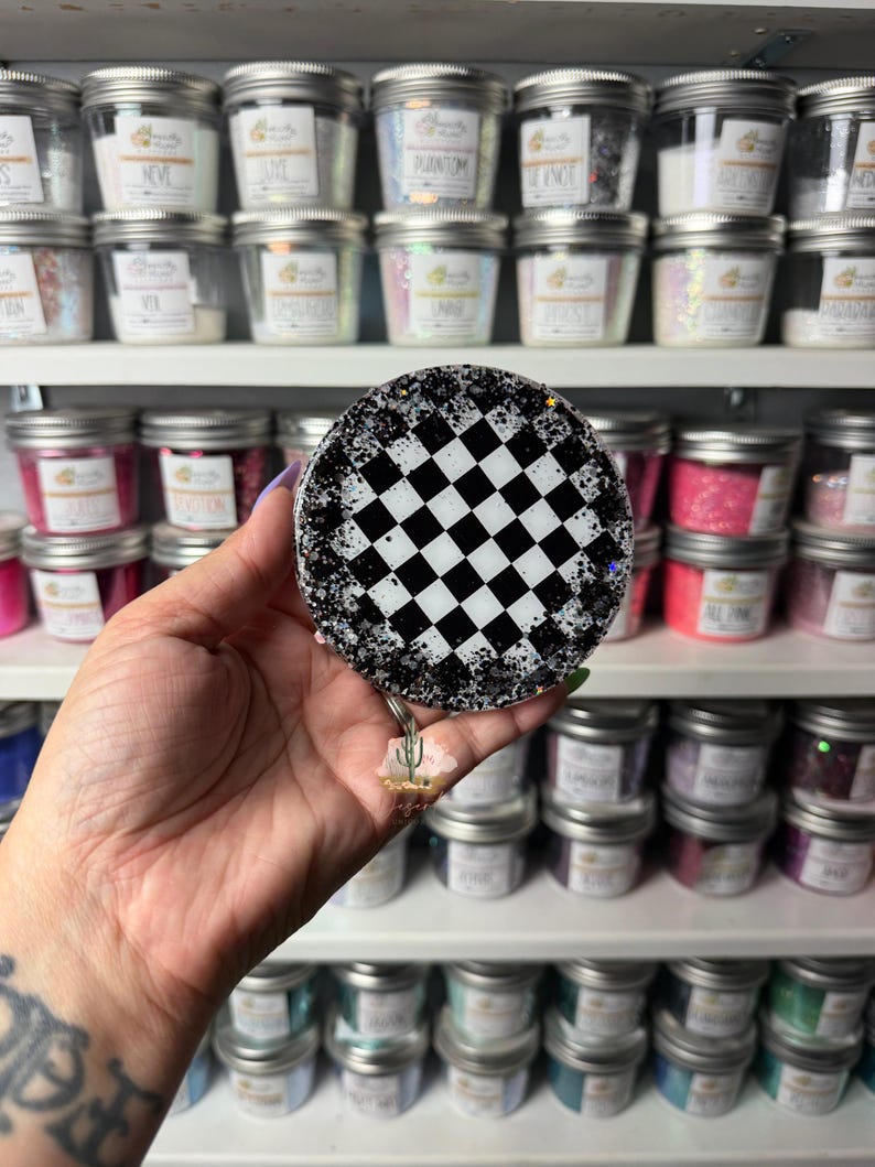Checkered Glitter Spinner Craft Tool | UV Resin Badge Reel X-Ray Marker Supply image 5