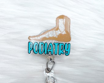 Podiatry Badge Reel: Foot Doctor, Glitter Acrylic, Interchangeable