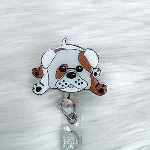 Bulldog Badge Reel, Badge Reel Cute Badge Reel, Medical Badge Reel, Retractable Badge, Glitter Badge Reel, Nurse Badge Reel