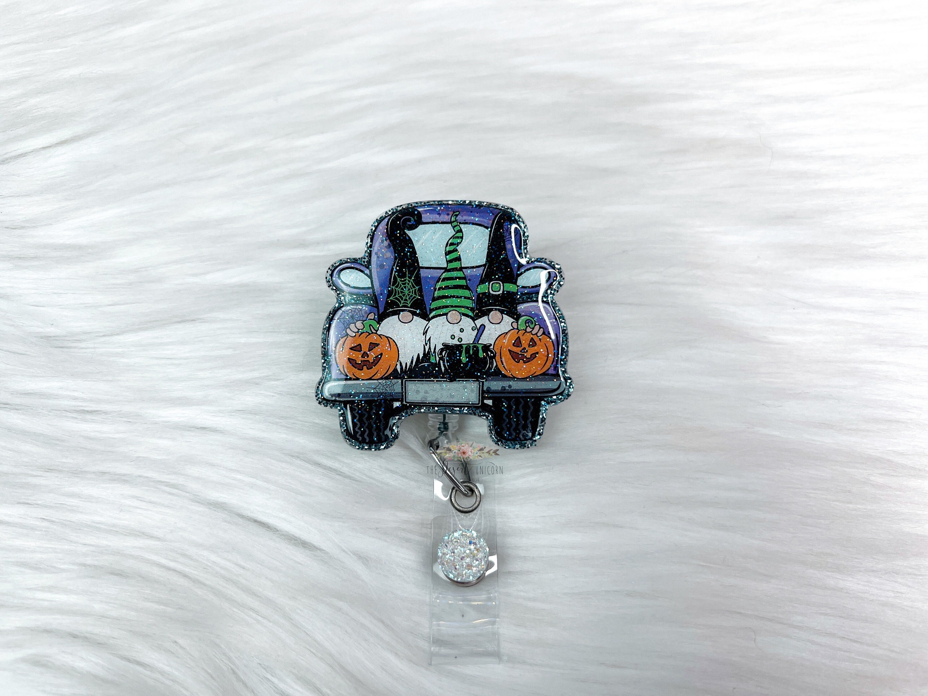 Halloween Gnome Truck Badge Reel, Nurse Badge Reel