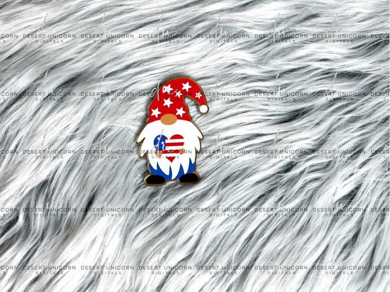 Gnome Acrylic Blanks: Badge Reel Acrylics with Decal Set Patriotic Gnome