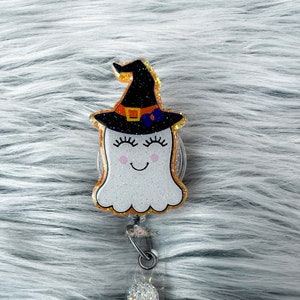 Ghost Badge Reel, Halloween Badge Reel, Spooky Badge Reel, RN Badge Reel, Nurse Badge, Interchangeable Badge, Witch Badge, Badge Clip,